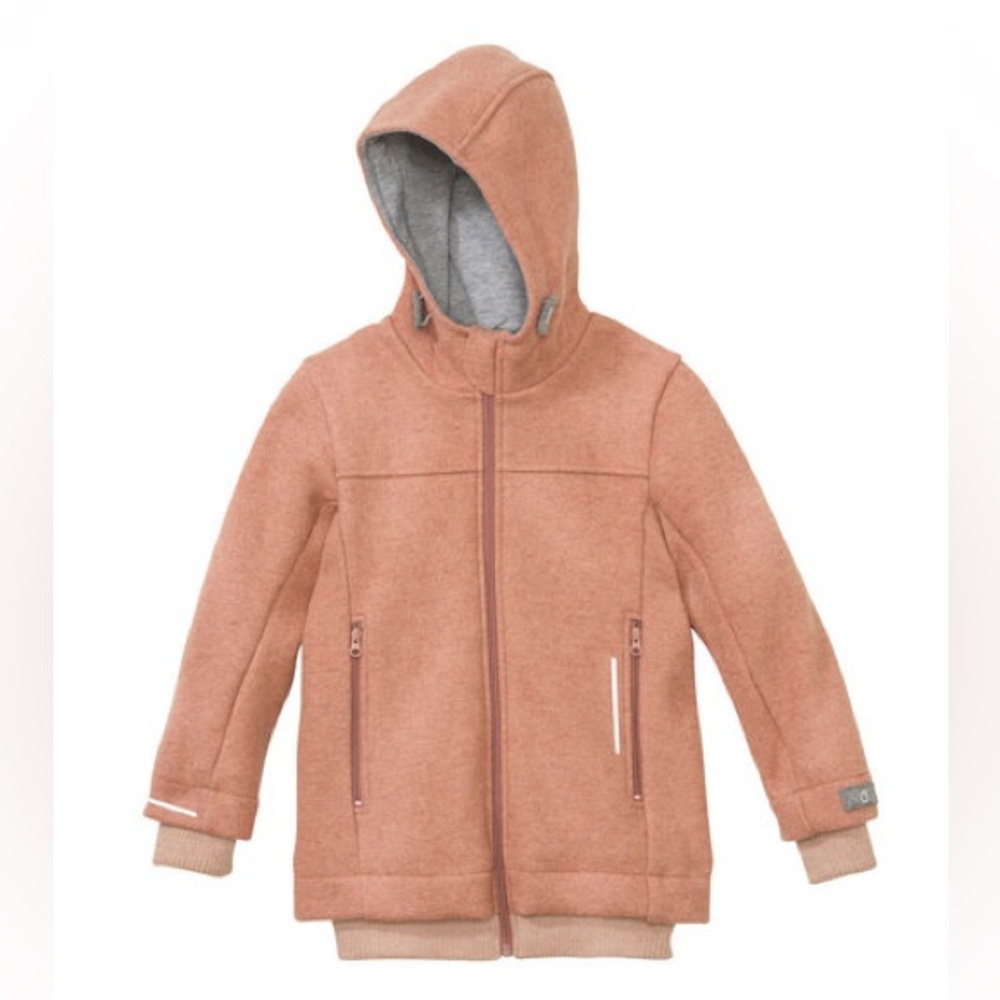 Disana boiled wool zippered, hooded jacket. Rose. Size 122/128